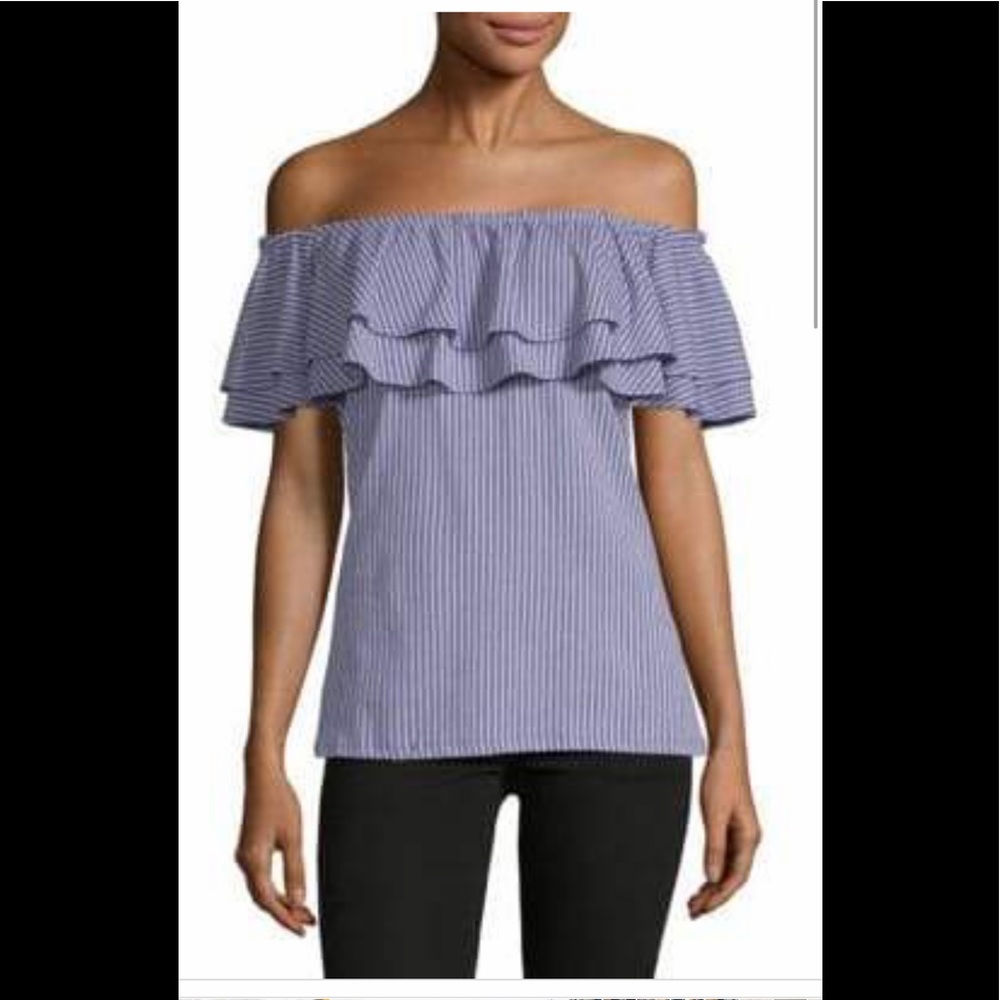Nasty Gal Off-the-Shoulder Top Stripe a Pose Top